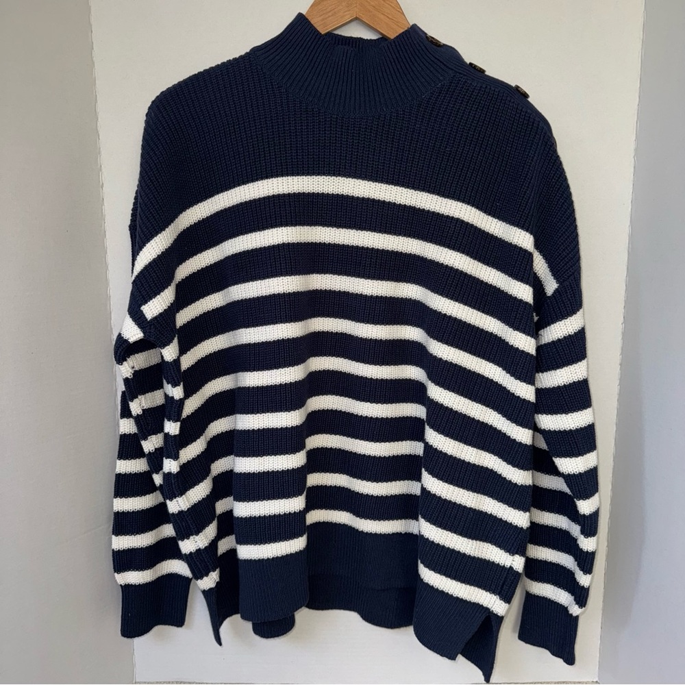 LOFT Blue and White Knit Sweater